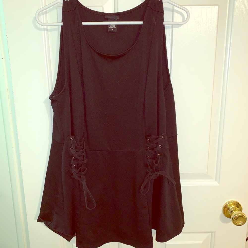 Torrid Black Lace Up Sleeveless Top Size 2